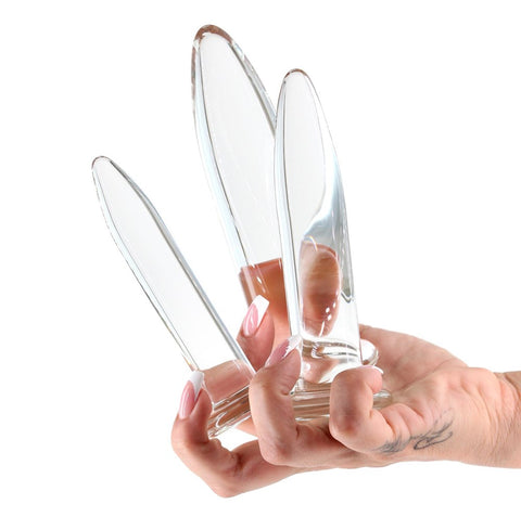 NS Novelties Crystal 3 Piece Anal Trainer Kit Clear Progressive Glass Training - Butt Plugs
