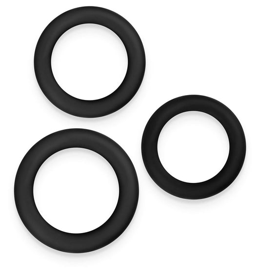 NS Novelties Renegade 3 Piece Slim Stretchy Cock Rings Black Premium Set - - Cock Ring Sets