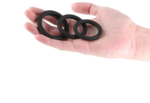NS Novelties Renegade 3 Piece Slim Stretchy Cock Rings Black Premium Set - Cock Ring Sets