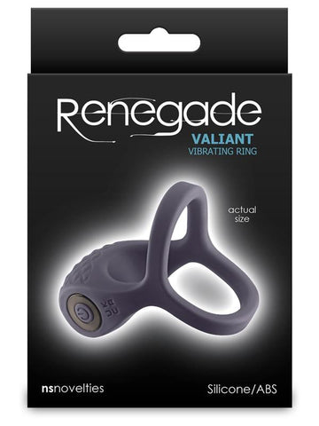 NS Novelties Renegade Valiant Rechargeable Mens Cock Ring Gray Dual Ring Design - Vibrating Cock Rings