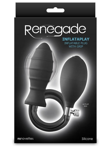NS Novelties Renegade InflataPlay Inflatable Butt Plug Black Customizable Size - Butt Plugs