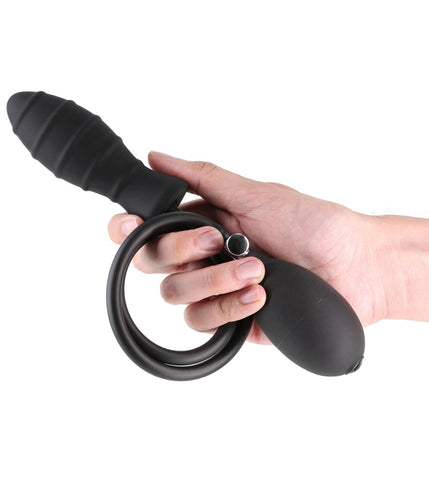 NS Novelties Renegade InflataPlay Inflatable Butt Plug Black Customizable Size - Butt Plugs