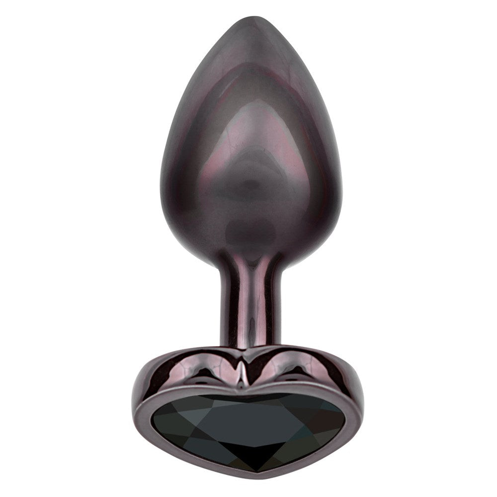 California Exotics Jewel Black Diamond Heart Shape Anal Plug with Heart Gem - Butt Plugs