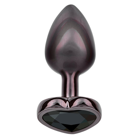 California Exotics Jewel Black Diamond Heart Shape Anal Plug with Heart Gem - Butt Plugs
