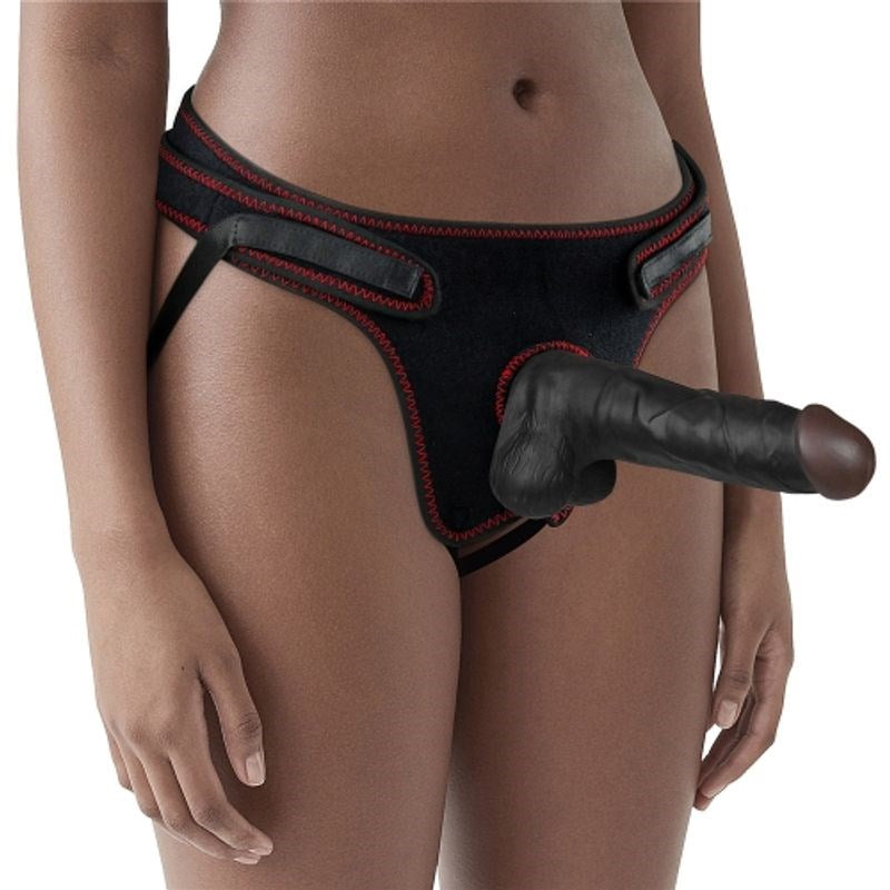 Lovetoy 7.5 Inches Easy Strap On Dildo Set Black with Adjustable Harness - - Strap On Sextoys