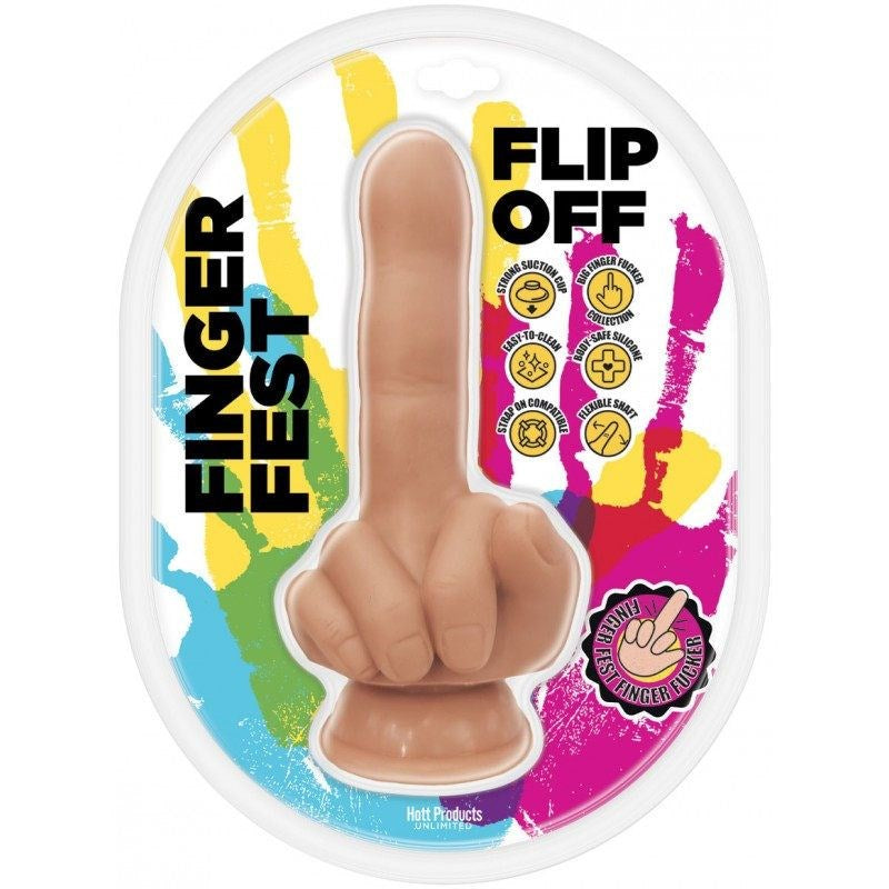 Hott Products Finger Fest Flip Off Realistic Dildo Flesh Bold Middle Finger - - Realistic Dildos
