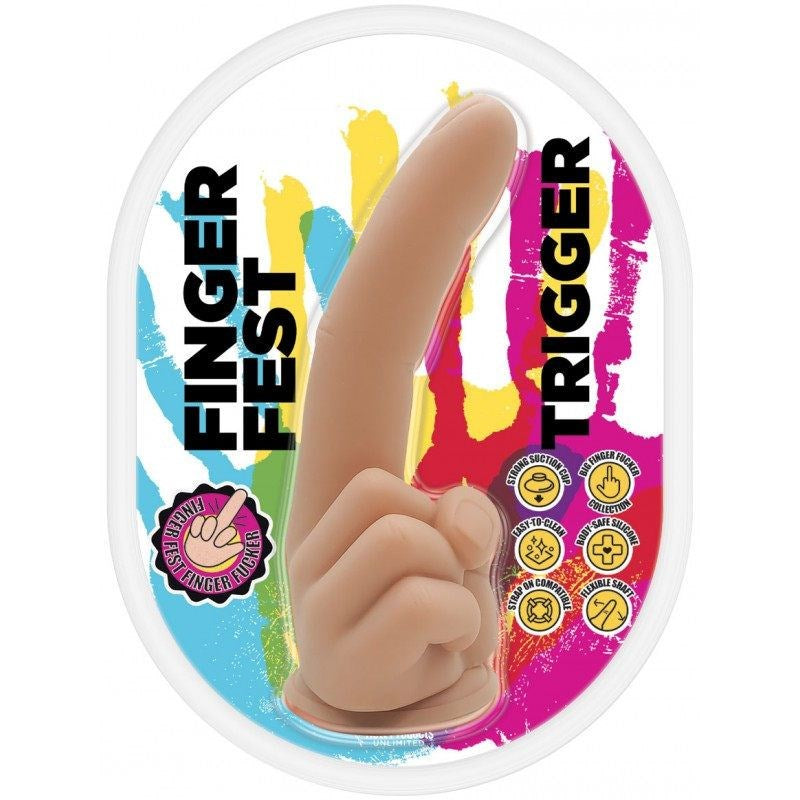 Hott Products Finger Fest Trigger Realistic Dildo Flesh Suction Cup Base - - Realistic Dildos