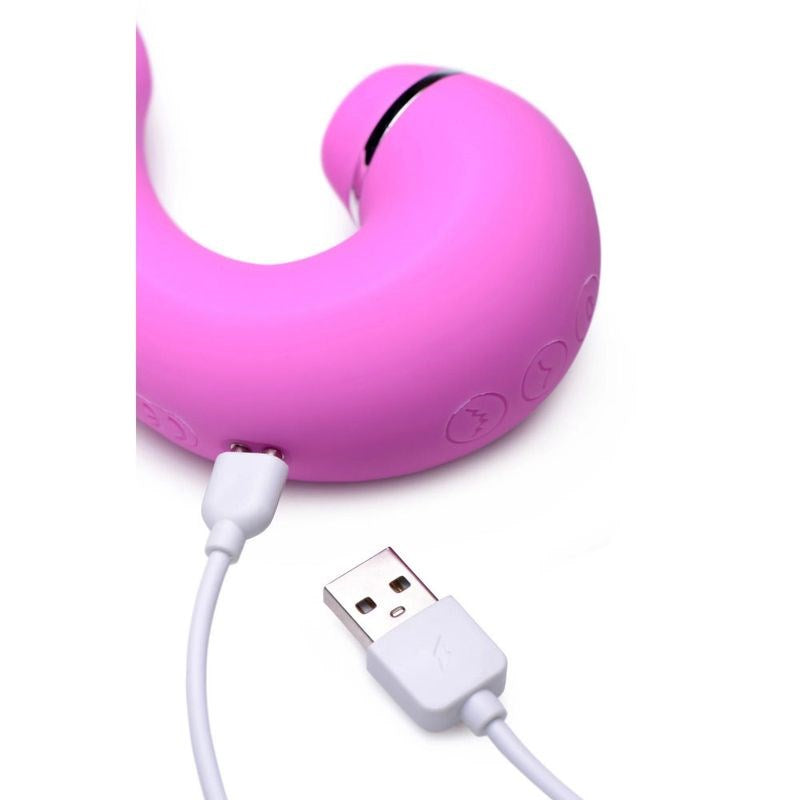 XR Brands Shegasm 5 Star 10X Tapping G Spot Vibe With Suction Pink Triple Action - - G-Spot Vibrators