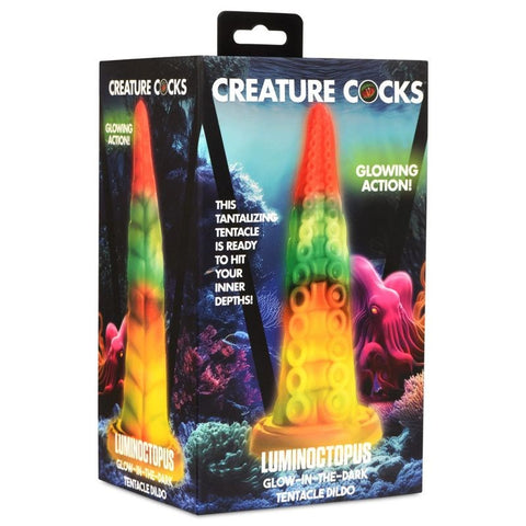XR Brands Creature Cocks Luminoctopus GITD Tentacle Fantasy Dildo with Glow Effect - Realistic Dildos