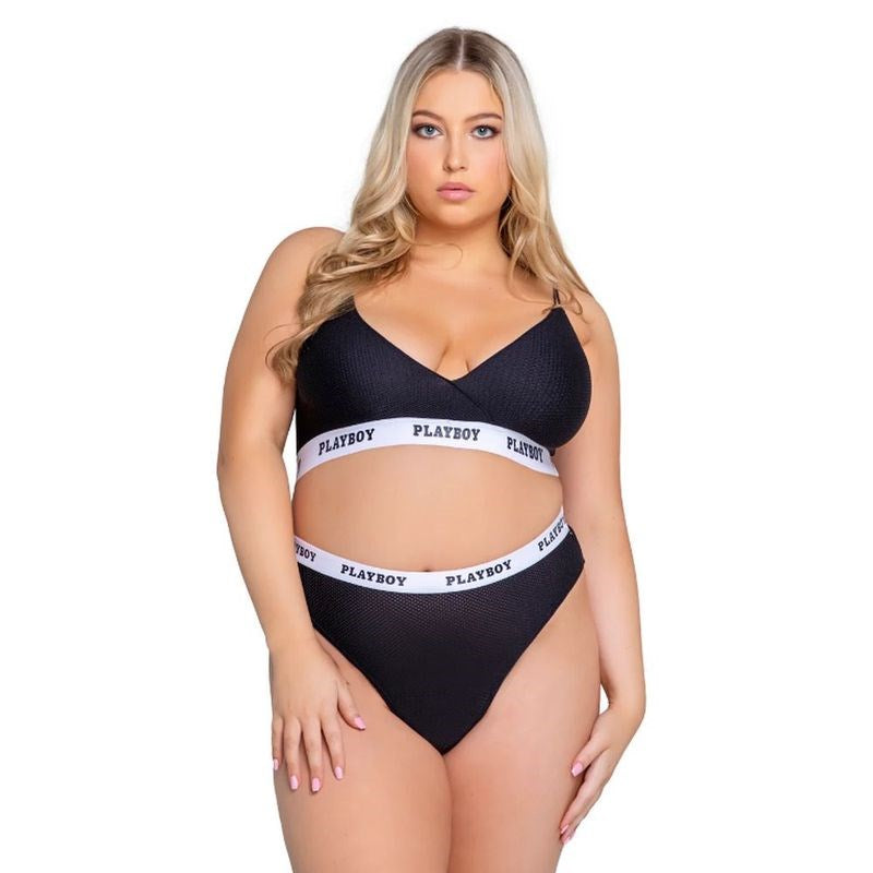 Playboy Lingerie Playboy Lifestyle Bunny 2 Piece Sexy Lingerie Set Black Athletic - - Bras and Bra Sets