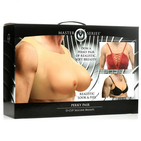 XR Brands Master Series Perky Pair D Cup Silicone Breasts Gender Expression - Breast and Nipple Toys