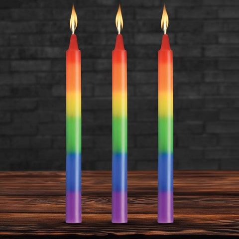 XR Brands Master Series Pride Candles 3 Piece Rainbow Drip Candle Set - Sex Pheromones and Perfumes