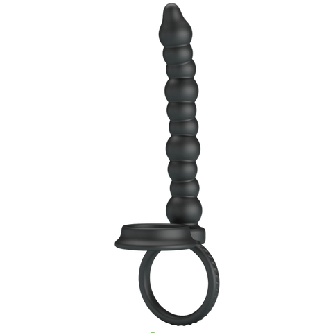 Baile Pretty Love Dillion Anal Beads With Cock Ring Black Dual Stimulation - Anal Beads and Balls