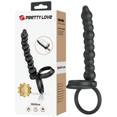 Pretty Love Dillion Anal Beads With Cock Ring Black - - Anal Beads and Balls