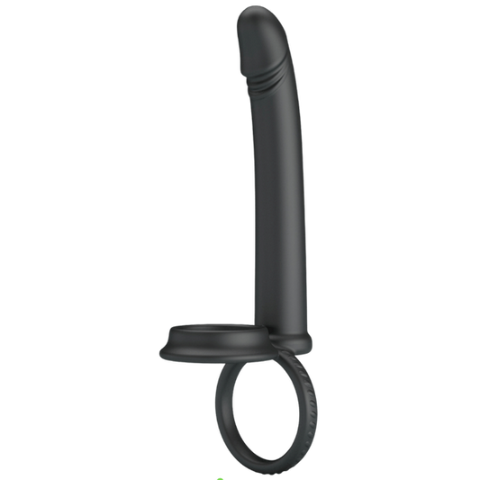 Pretty Love Moses Cock and Ball Ring Anal Dildo Black - - Anal Dildos