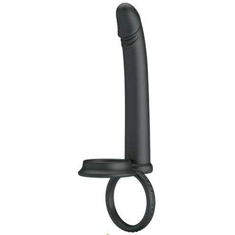 Pretty Love Moses Cock and Ball Ring Anal Dildo Black Dual Stimulation - Anal Dildos