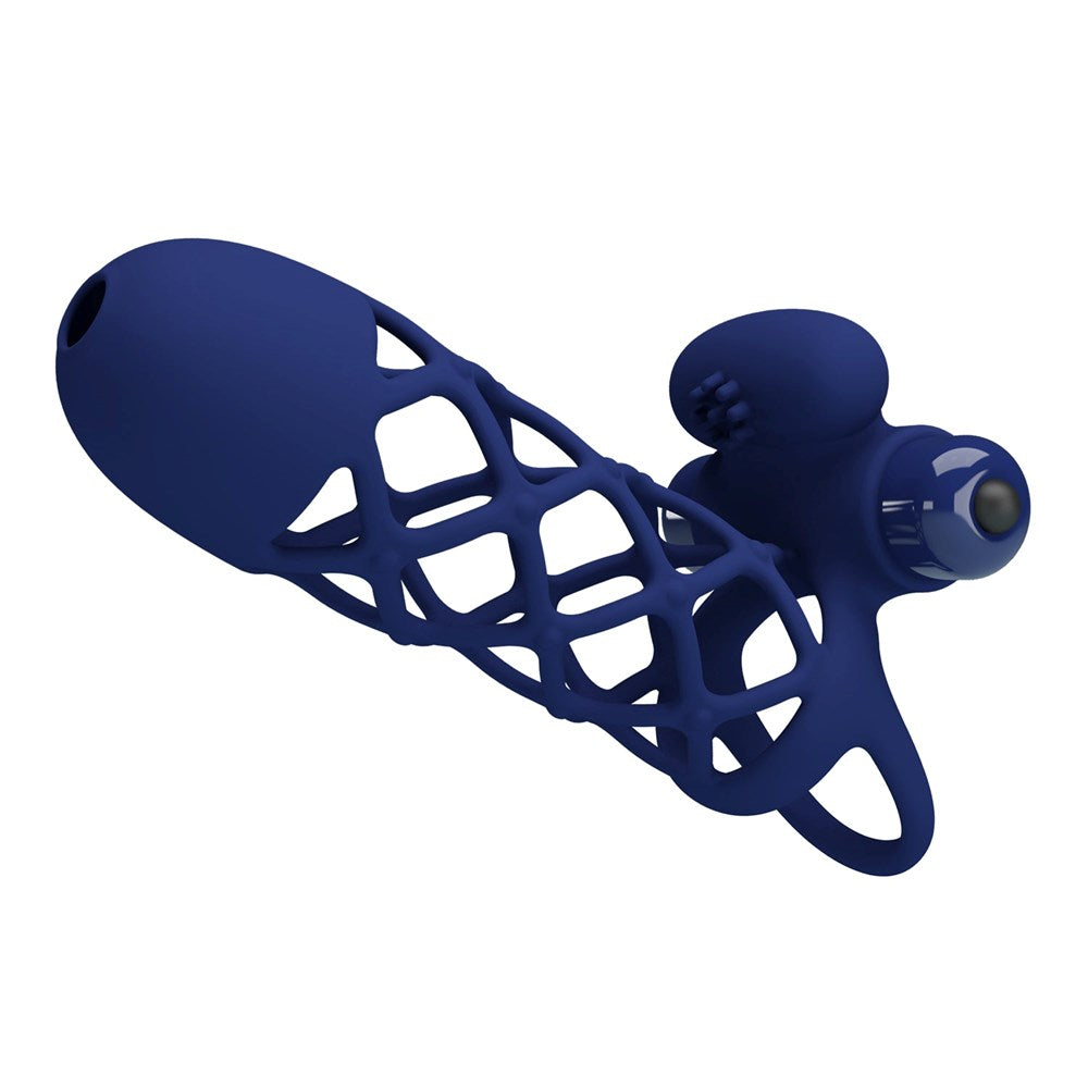 Pretty Love Giann Powerful Vibrating Cock Ring Navy Blue - - Vibrating Cock Rings