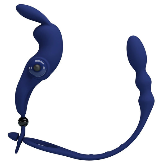 Pretty Love Ayad Powerful Cock Ring Plug Navy Blue - - Vibrating Cock Rings