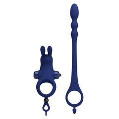 Pretty Love Ayad Powerful Cock Ring Plug Navy Blue - - Vibrating Cock Rings