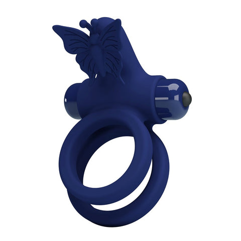 Baile Pretty Love Jamele 10 Functions Cock Ring Navy Blue Vibrating Ring - Vibrating Cock Rings