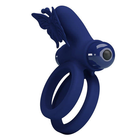 Baile Pretty Love Jamele 10 Functions Cock Ring Navy Blue Vibrating Ring - Vibrating Cock Rings