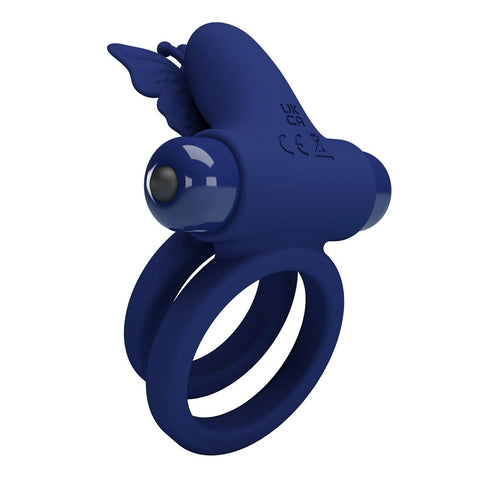Baile Pretty Love Jamele 10 Functions Cock Ring Navy Blue Vibrating Ring - Vibrating Cock Rings