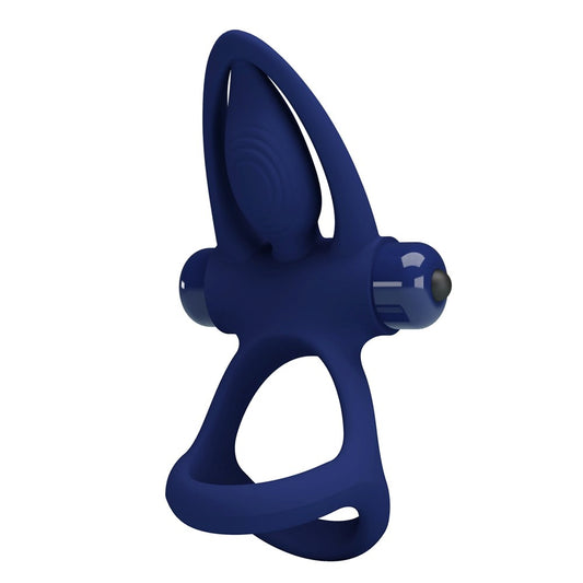 Pretty Love Mat 10 Functions Vibrating Cock Ring Navy Blue - - Vibrating Cock Rings