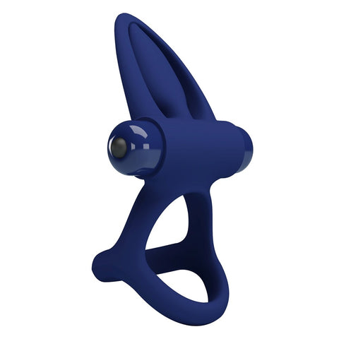 Baile Pretty Love Mat 10 Functions Vibrating Cock Ring Navy Blue with Dual Ring - Vibrating Cock Rings