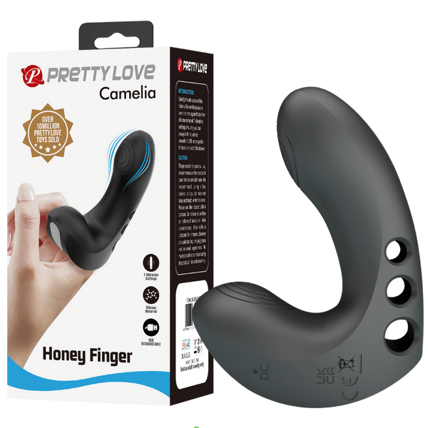 Pretty Love Camelia Honey Finger Adult Massager Black - - Finger and Tongue Vibrators