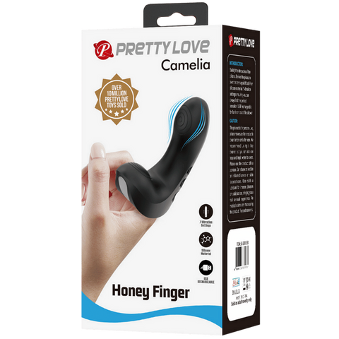 Pretty Love Camelia Honey Finger Adult Massager Black - Finger and Tongue Vibrators