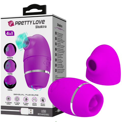 Pretty Love 4 in1 Thumping Shakira Clitoral Vibrator Purple - Clit Ticklers and Pulsators