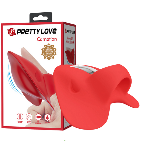 Pretty Love Carnation Rechargeable Finger Vibrator Red - Finger and Tongue Vibrators