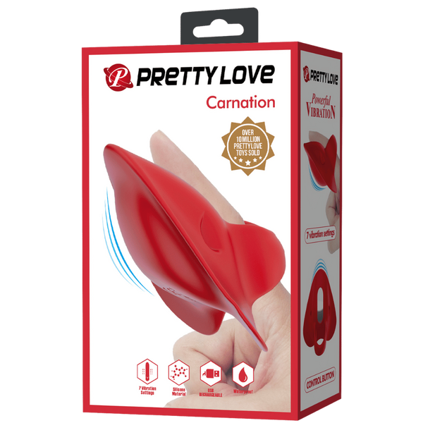 Pretty Love Carnation Rechargeable Finger Vibrator Red - - Finger and Tongue Vibrators