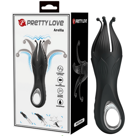 Pretty Love Arella Rechargeable Clitoral Massager Black - Clit Ticklers and Pulsators