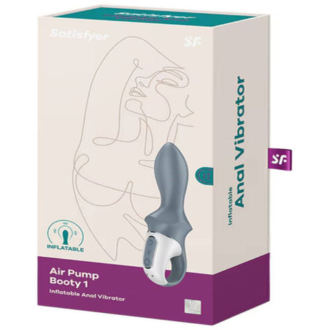 Satisfyer Air Pump Booty 1 Inflatable Anal Vibrator Grey Customizable Size - Anal Vibrators