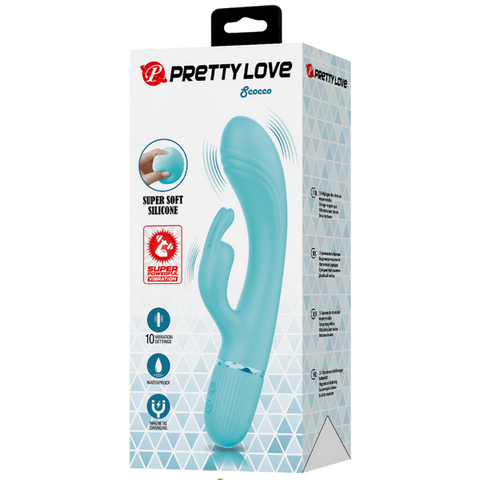Baile Pretty Love Scocco Dual Motor Silicone Rabbit Massager Cock Ring - Rabbit Vibrators