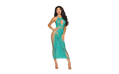 Dream Girl Lingerie Body Stocking Halter Gown Agate OS Halter Design - Kimono's and Gowns