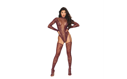 Dream Girl Lingerie Womens Teddy Body Stocking Burgundy OS Seduction - Body Stockings