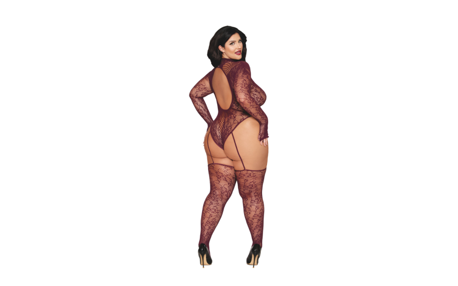 Dream Girl Lingerie Womens Teddy Body Stocking Burgundy OS Seduction - Body Stockings