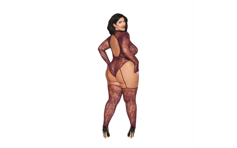 Dream Girl Lingerie Womens Teddy Body Stocking Burgundy OS Seduction - Body Stockings