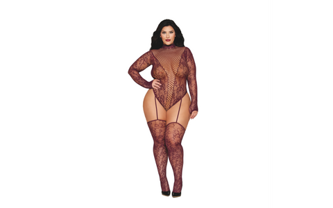 Dream Girl Lingerie Womens Teddy Body Stocking Burgundy OS Seduction - Body Stockings