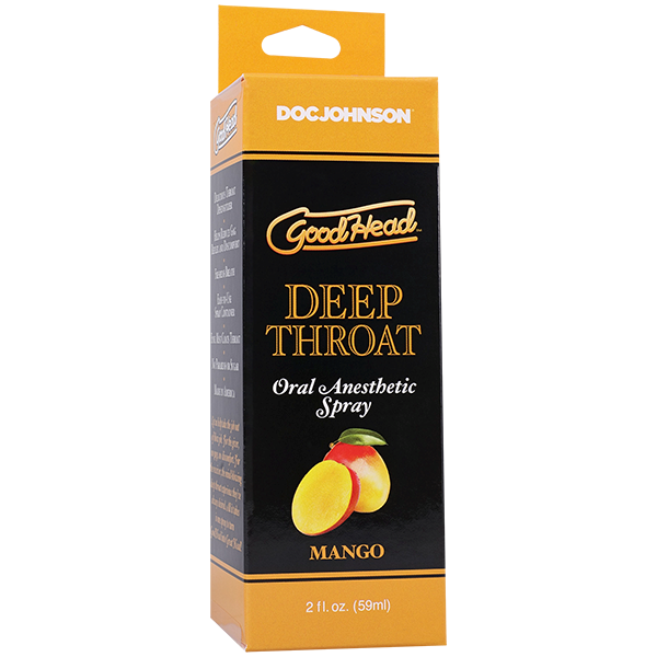 Doc Johnson GoodHead Mango Flavoured Deep Throat Spray 59ml Reduces Gag Reflex - - Delay and Excite Sprays