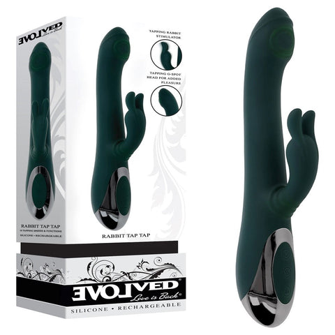 Evolved RABBIT TAP TAP Vibrating Rabbit Massager Green Dual Tapping Action - Rabbit Vibrators