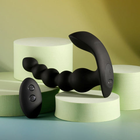 Evolved BEAD ME UP Remote Control Vibrating Anal Beads Black with 7m Range - Anal Beads and Balls