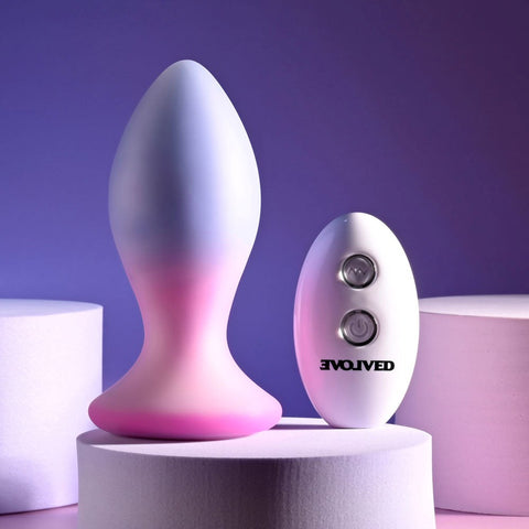 Evolved PARADISE Rechargeable Butt Plug Pink/Purple with Remote Control - Butt Plugs