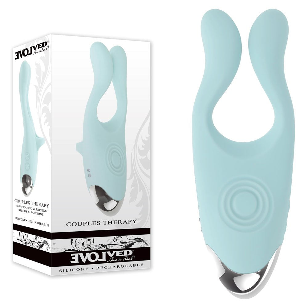 Evolved COUPLES THERAPY Rechargeable Couples Vibrator Teal - - Sex Toys For Couples