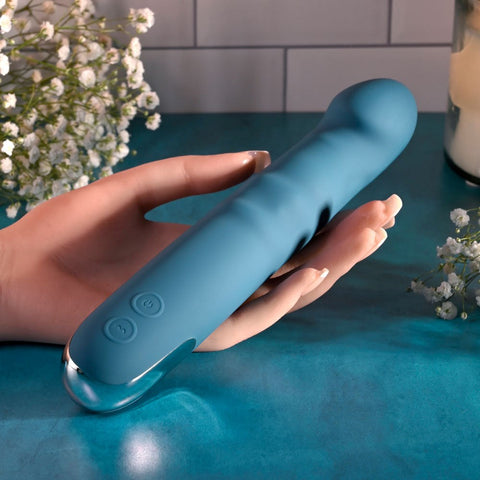 Evolved QUEEN OF ALL TRADES Thrusting Dildo Vibrator Blue Triple Action - Vibrating Dildos