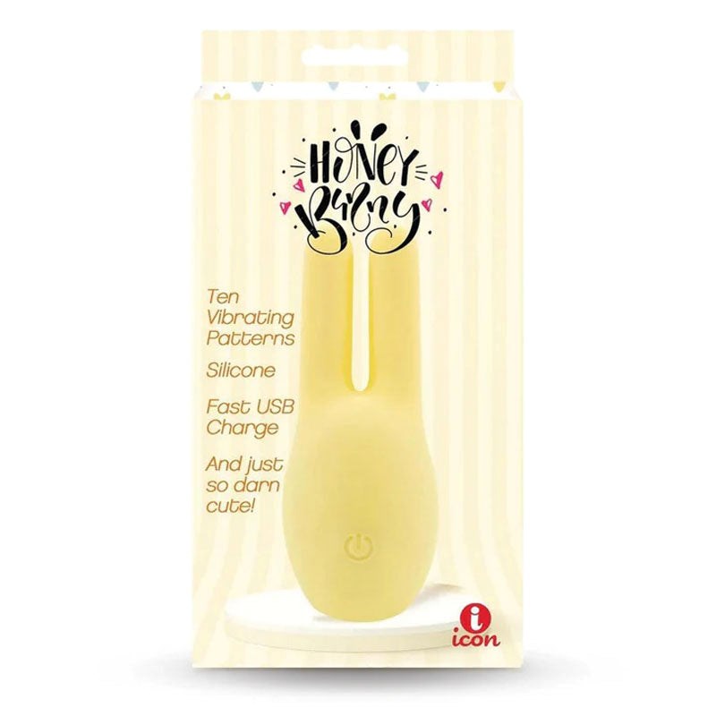 Icon Brands Buzzy Buddy Honey Bunny Clitoral Massager Yellow USB Rechargeable - Clit Ticklers and Pulsators