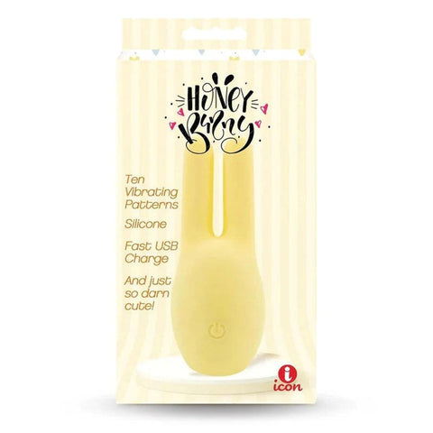 Icon Brands Buzzy Buddy Honey Bunny Clitoral Massager Yellow USB Rechargeable - Clit Ticklers and Pulsators