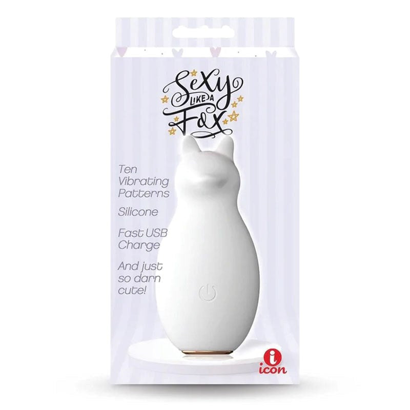 Icon Brands Buzzy Buddy Sexy Like A Fox Clitoral Vibe White USB Rechargeable - Clit Ticklers and Pulsators